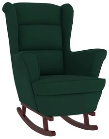 329365 vidaXL Люлеещ се стол с облегалка, тъмнозелен кадифе масивна дървесина
