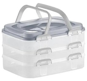 Пикник кутия с дръжки, 3 нива, сива