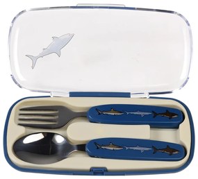 Син детски прибори за хранене 2 бр. от неръждаема стомана Sharks – Rex London
