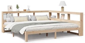 3324370 vidaXL Легло с етажерка за книги, без матрак, 200x200 см, бор масив