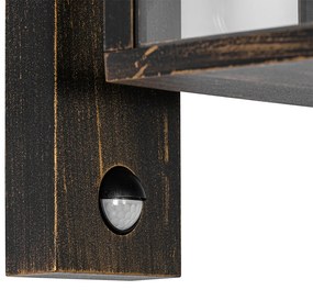 Външна стенна лампа антично злато с датчик за движение IP44 - Charlois