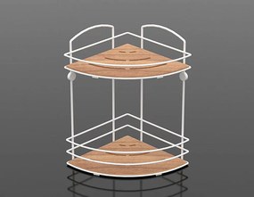 Ъглова етажерка за баня TEKNO TEL BK-074W , 2 нива , дърво