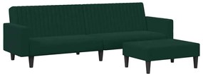 3216282 vidaXL Комплект дивани от 2 части, тъмнозелен, кадифе
