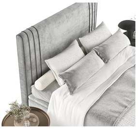 Сиво тапицирано двойно легло с място за съхранение 140x200 cm Musca – Maison de Rêve