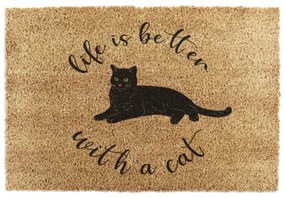 Изтривалка от кокосови влакна 60x90 cm Life Is Better With a Cat – Artsy Doormats