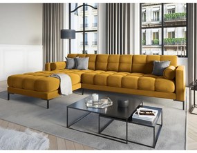 Ъглов диван от жълто кадифе , ляв ъгъл Bali - Cosmopolitan Design