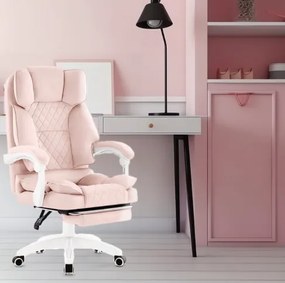 Ергономичен офис стол HC-1031 с поставка за крака - розов
