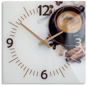 Кухненски часовник с дървени стрелки и мотив на кафе