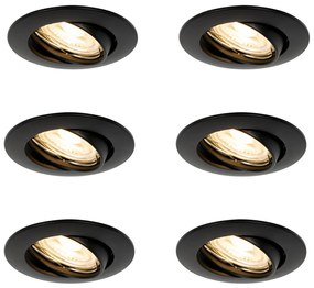 Комплект от 6 черни вградени прожектора GU10 35 mm - Edu