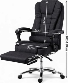 Офис стол BOSS с подложка за крака - черна тъкан