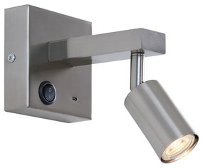 Модерна стоманена стенна лампа с USB-C, накланяща се - Rex