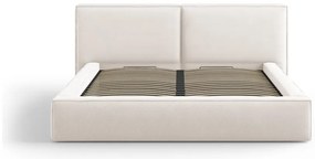 Бежово тапицирано двойно легло с място за съхранение и решетка 200x200 cm Arendal - Cosmopolitan Design