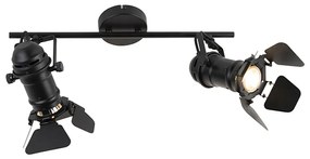 Интелигентен прожектор черен вкл. WiFi GU10 2-лампи с клапи - Movie
