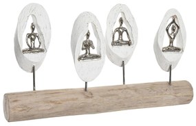 Декоративна фигурка DKD Home Decor 56 x 8 x 31 cm Кафяв Алуминий Бял Дърво манго Yoga