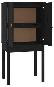 821748 vidaXL Висок шкаф, черен, 60x40x120 см, борово дърво масив