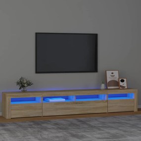 3152724 vidaXL ТВ шкаф с LED осветление, дъб сонома, 240x35x40 см