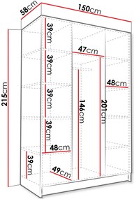 Гардероб Calia I 3-врати-Leuko-Xriso