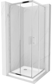 Mexen Rio квадратна душова кабина 90 x 90 см, прозрачна, хром + плосък под, бял - 860-090-090-01-00-4010