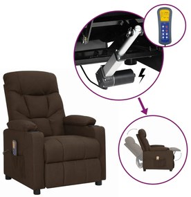 3093472 vidaXL Изправящ масажен стол, тъмнокафяв, текстил