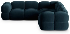 Тъмносин кадифен ъглов диван Loretto – Cosmopolitan Design