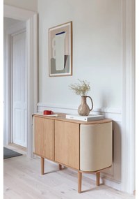 Нисък скрин с дъбов декор в бежово и натурален цвят 109x75 cm Treasures - UMAGE