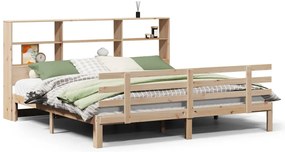 3322765 vidaXL Легло с етажерка за книги, без матрак, 200x200 см, бор масив