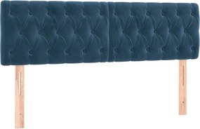 346352 vidaXL Горни табли за легло, 2 бр, тъмносиня, 72x7x78/88 см, кадифе