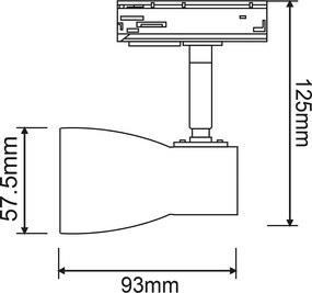 Спот за двупроводна шина TS67GU3CW, бял мат, 1хGU10