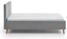 Сиво двойно легло 140x200 cm тапицирано с включена подматрачна рамка Piano – Meise Möbel