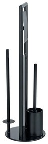Черна поставка за тоалетна хартия стойка с четка от неръждаема стомана Ravina – Wenko