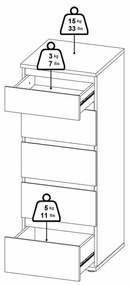 Бял висок скрин 40x107 cm Nova – Tvilum