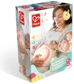 Hape - Интерактивна играчка,Музикална плюшена лампа за сън, Зайче, 23x15.5x9 см