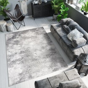 Сив дизайнерски килим с деликатна шарка  Ширина: 60 ​​см | Дължина: 100 см