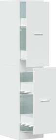 855529 vidaXL Шкаф органайзер, бял гланц, 30x41x144,5 см, инженерно дърво