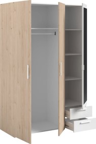 Гардероб Dorm 3-врати с огледало-Сонома - бял