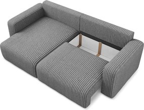 Сив сгъваем/с място за съхранение ъглов диван от рипсено кадифе (ляв ъгъл) Kona – Makamii