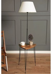 Бяла и естествена подова лампа с текстилен абажур (височина 147 cm) – Opviq lights