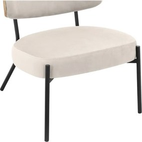 Кремав кадифен фотьойл с табуретка Jerry – Støraa