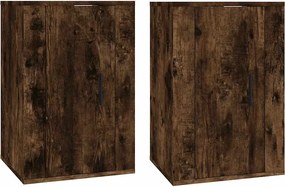 816667 vidaXL ТВ шкафове със стенен монтаж, 2 бр, опушен дъб, 40x34,5x60 см