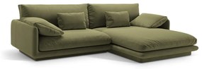 Светлозелен кадифен ъглов диван (десен ъгъл) Torino – Micadoni