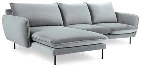 Светлосив ъглов диван от кадифе , ляв ъгъл Vienna - Cosmopolitan Design