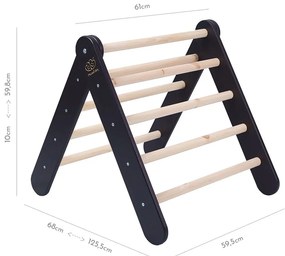 Черен пиклер триъгълник от масивен бор 60x60x60 cm Montessori – Meowbaby