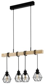 Висящо осветително тяло в черен и естествен цвят с метален абажур TOWNSHEND 5 – EGLO