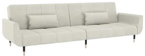 337591 vidaXL 2-местно разтегателно канапе с две възглавници, кремаво, кадифе