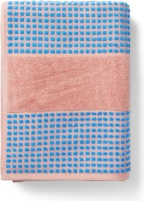 Синя и розова хавлиена кърпа от органичен памук 50x100 cm Check - JUNA