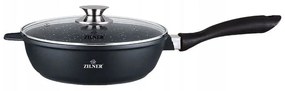 Тиган с капак ZILNER ZL 7029, 28х7.5 см, Керамично покритие, Индукция, Черен