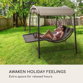 Blumfeldt Palermo, двоен люлеещ се шезлонг, свободно стоящ, стоманена рамка, възглавница, покрив, сив