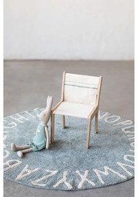 Светлосин ръчно изработен памучен детски килим подходящ за пране ø150 cm ABC Vintage Blue – Lorena Canals