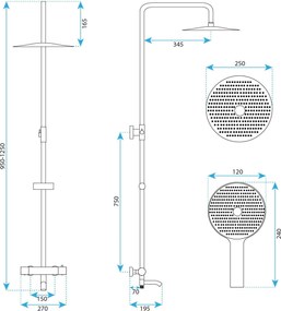Душ система с Термостат Rea Lungo Diamond Copper Brush