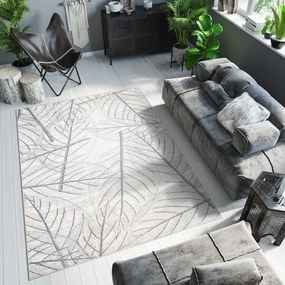 Светлокремав модерен килим с мотив на листа Ширина: 140 см | Дължина: 200 см